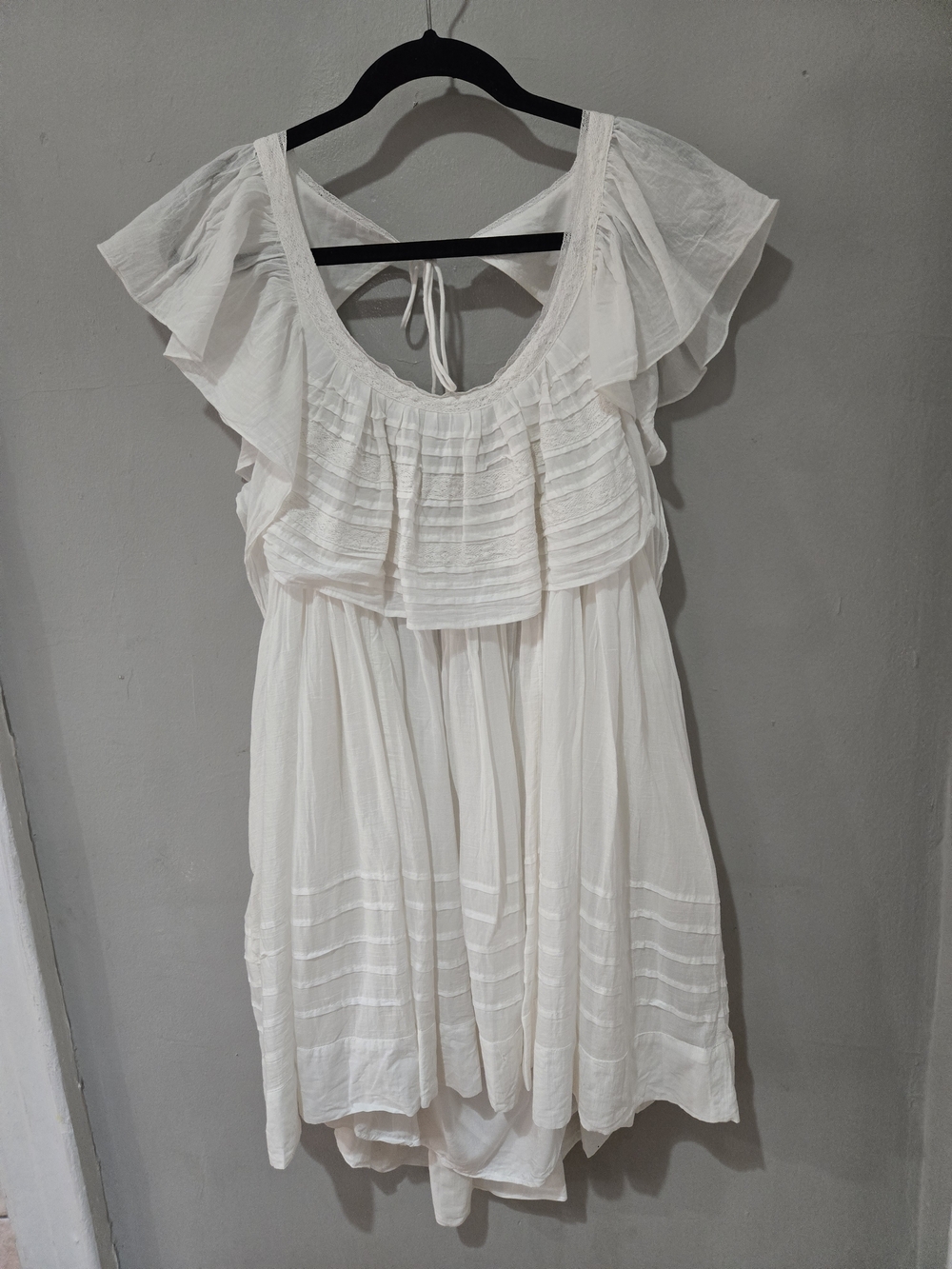 Free People Cream Ruffle Tiered Boho Dress